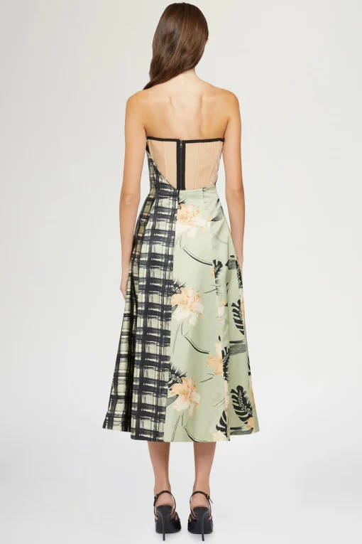 Abito Bustier Stampa Ibiscus
