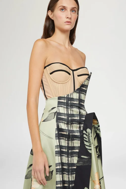 Abito Bustier Stampa Ibiscus