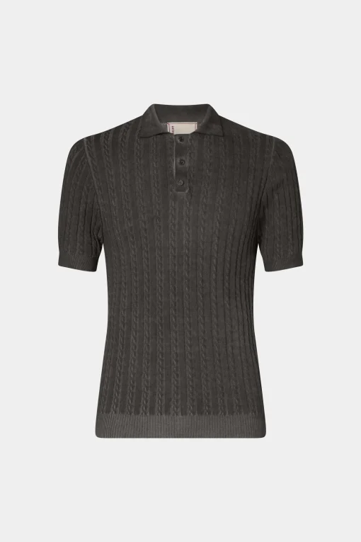 Polo in Maglia Grigia
