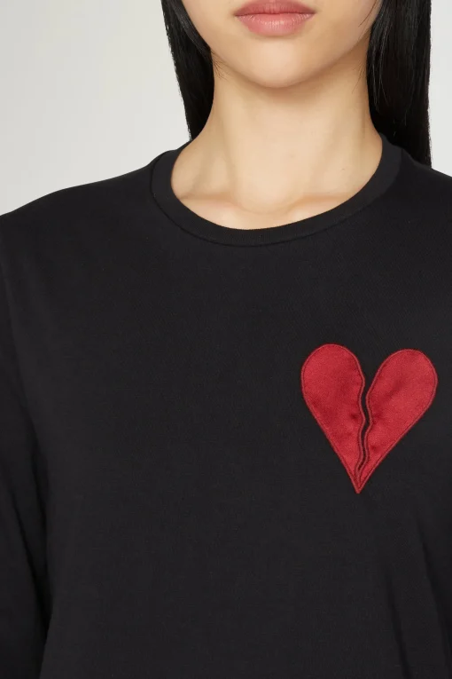 T-shirt Cuore Spezzato Lunga Nera