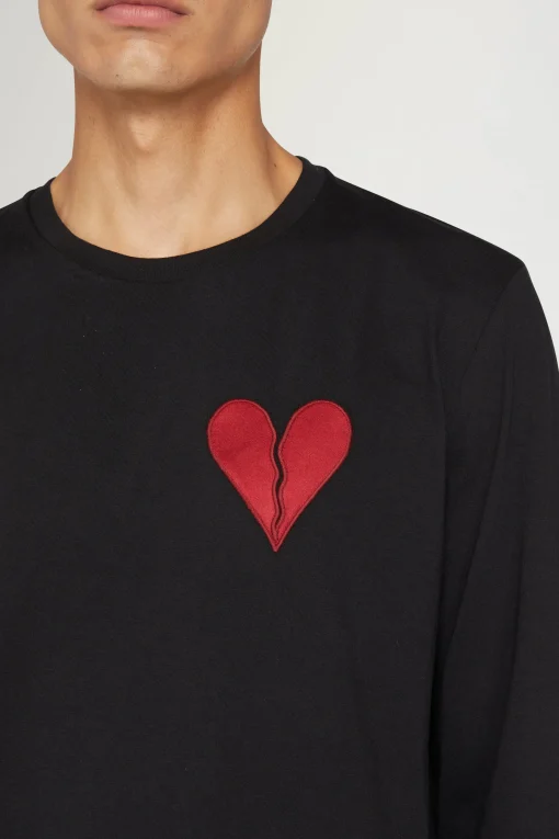 T-shirt Cuore Spezzato Lunga Nera